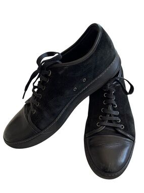 Lanvin Black DBB1 Leather & Suede Low Top Sneakers, UK 9, US 10, Fits like US 11
